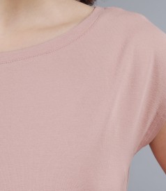 Dusty pink jersey t-shirt with cap sleeves