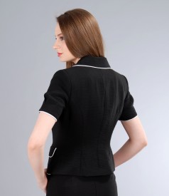 Black crepe viscose jacket with contrast lining