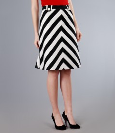 Elastic cotton skirt with stripes