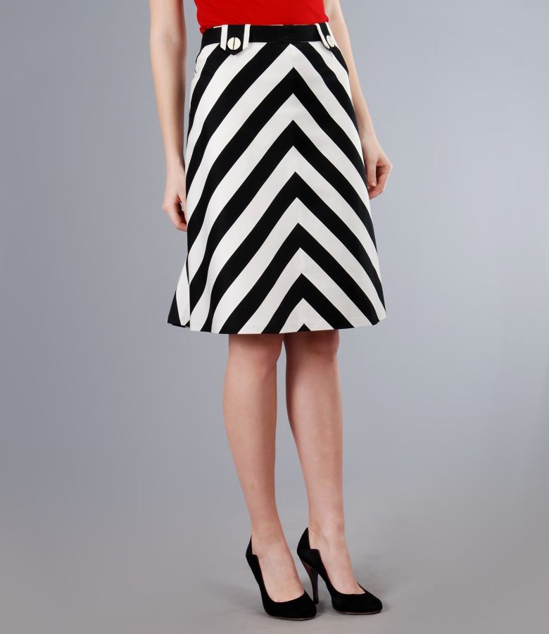 Elastic cotton skirt with stripes