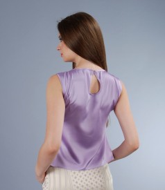 Lilac elastic satin blouse