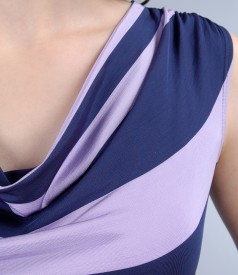 Printed elastic jersey with neck-line in folds