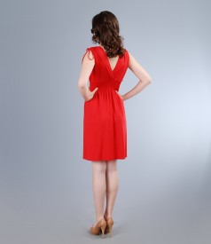 Elastic jersey dress with overlapped chest