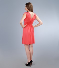 Elastic jersey dress with overlapped chest