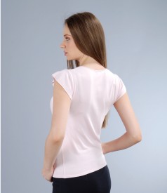 Elastic jersey t-shirt with trim and fins