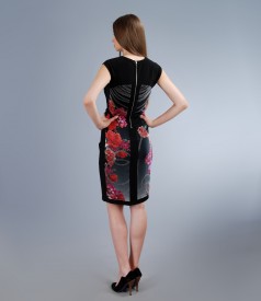 Jersey dress with floral insertion