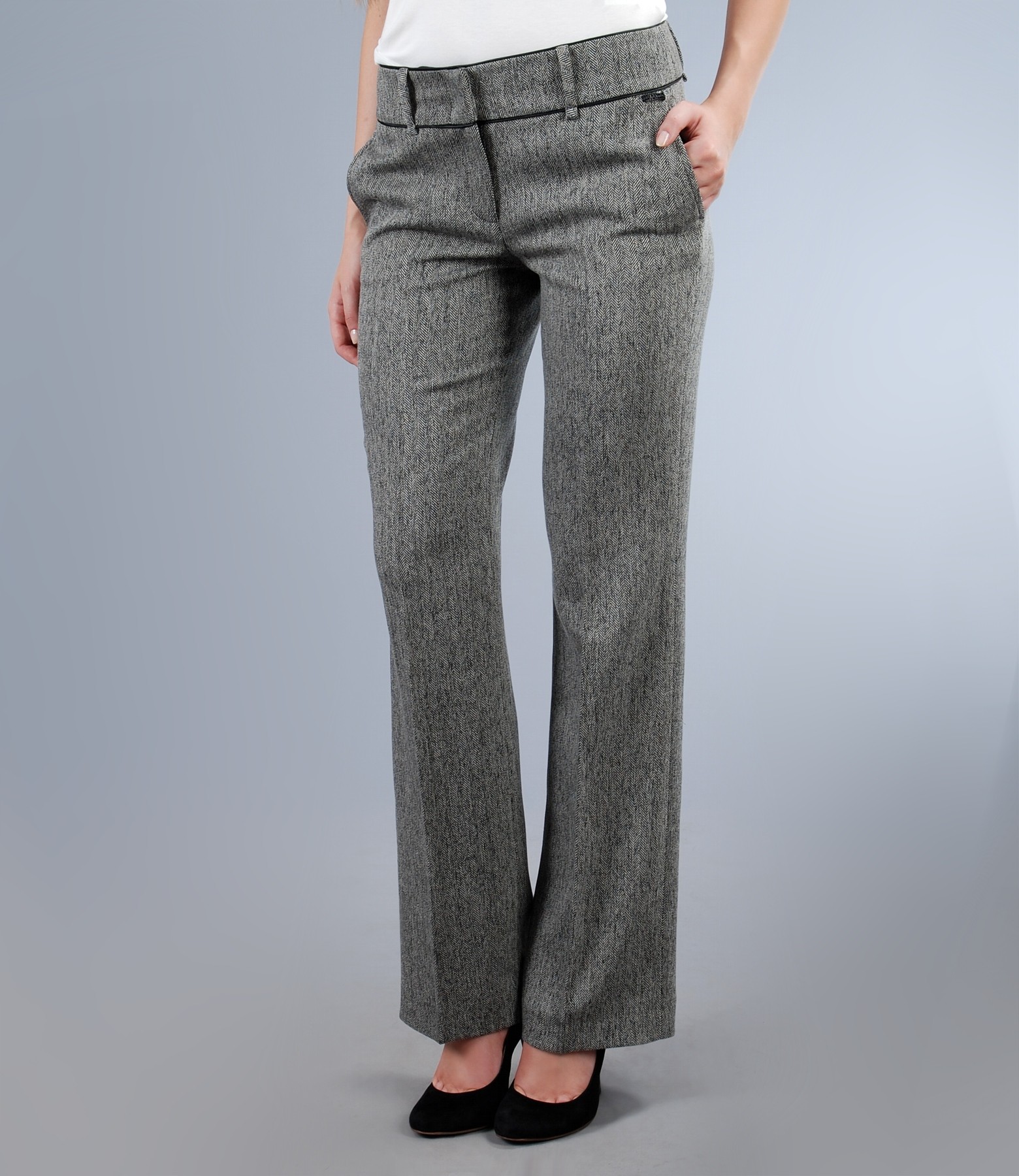 Office trousers from tweed with pockets grey - YOKKO