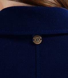 Dark blue office jacket in elastic fabric