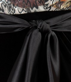 Multi-coloured brocade elegant dress with effect thread