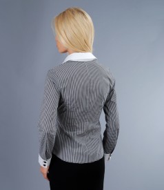 Elastic cotton plaid shirt