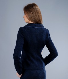 Dark blue loops jacket with wool and alpaca