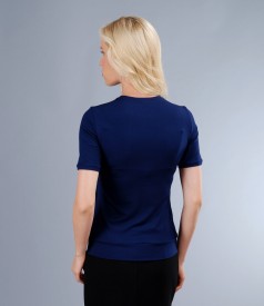 Elastic jersey t-shirt with lace front