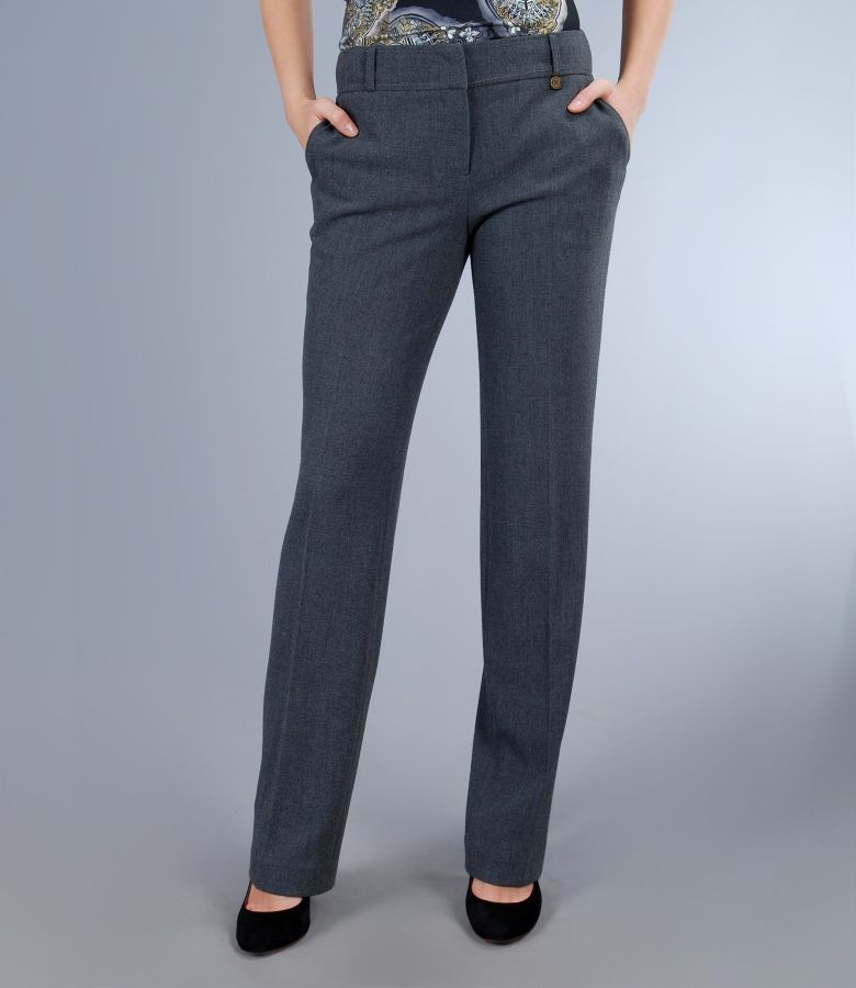 Gray office trousers with pockets