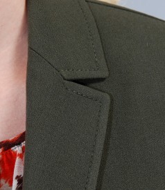 Khaki office jacket in elastic fabric