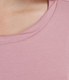 Dusty pink jersey t-shirt with trim