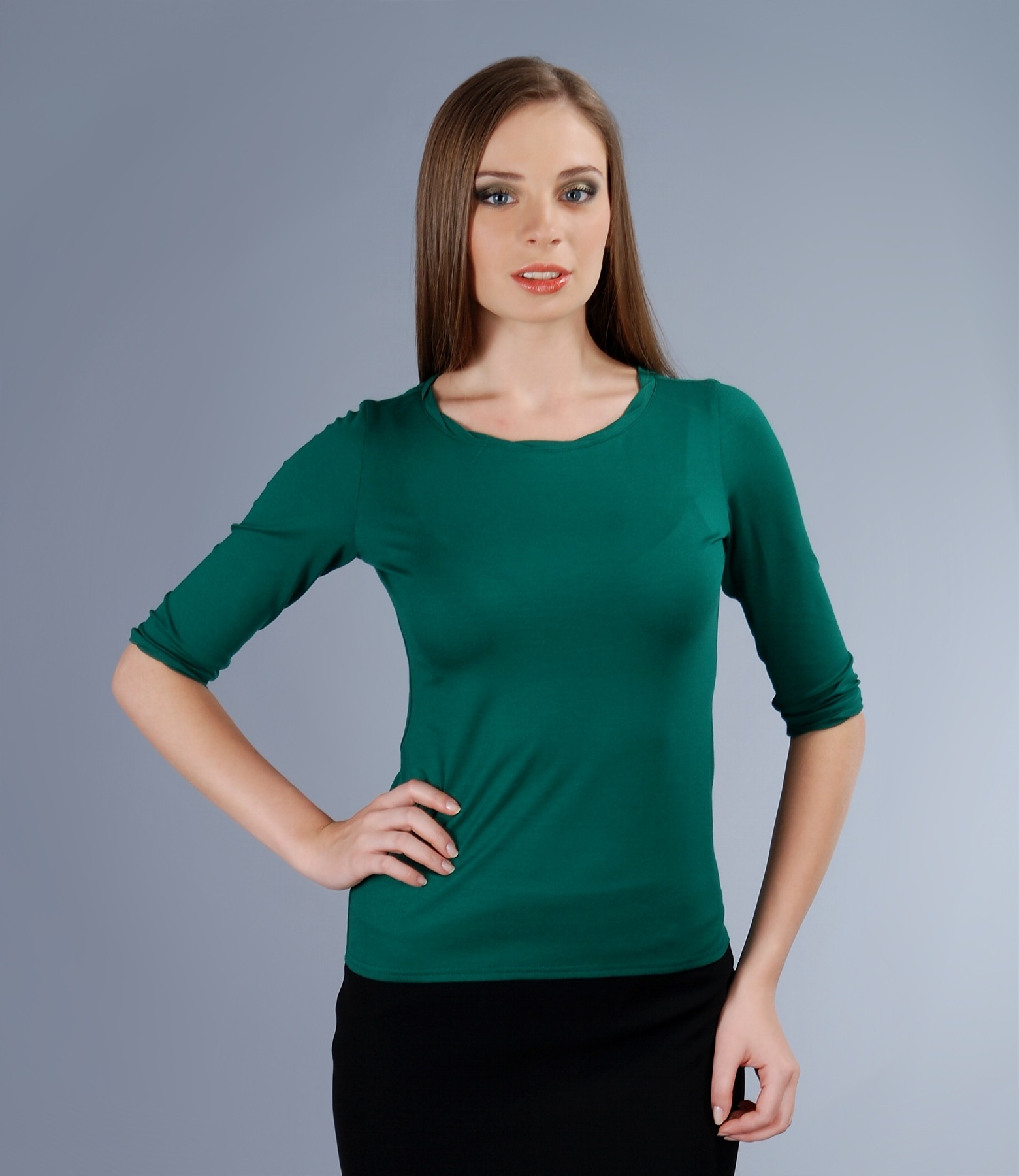 Green jersey tshirt with trim green YOKKO