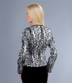 Elastic brocade fabric with velvet trim
