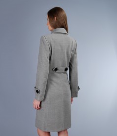 Grey coat with applied pockets