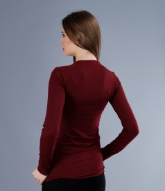 Thick elastic jersey t-shirt with long sleeves