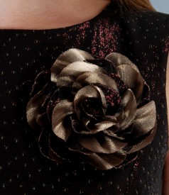 Dress with brocade corsage with effect thread