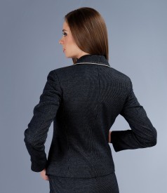 Elegant jacket with trim and flower