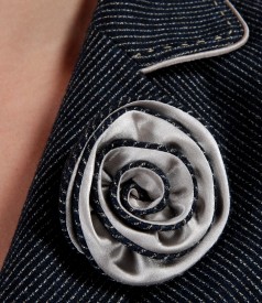 Elegant jacket with trim and flower