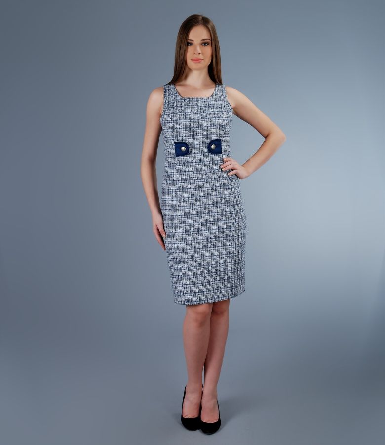 Cotton boucle dress with virgin wool