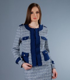 Cotton boucle jacket with virgin wool