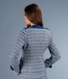 Cotton boucle jacket with virgin wool