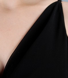 Cowl neck veil dress with satin cord