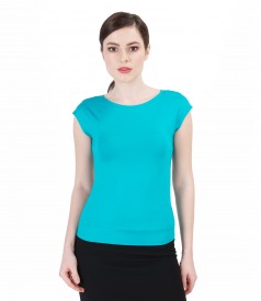 Blue jersey t-shirt with cap sleeves