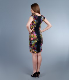 Printed jersey dress with capsleeves