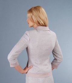 Elegant jacket with trim and effect thread