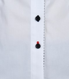 Elastic cotton shirt with trim