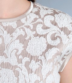 Elastic cotton brocade occasion dress