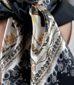 Print elastic satin scarf