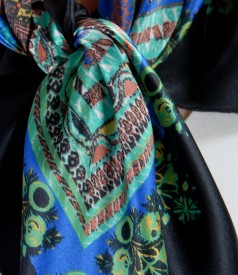 Print elastic satin scarf