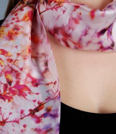 Printed silk satin scarf