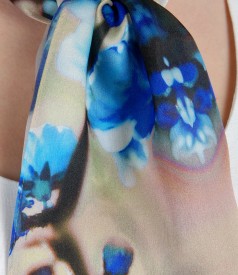 Printed silk satin scarf