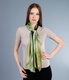 Printed silk satin scarf