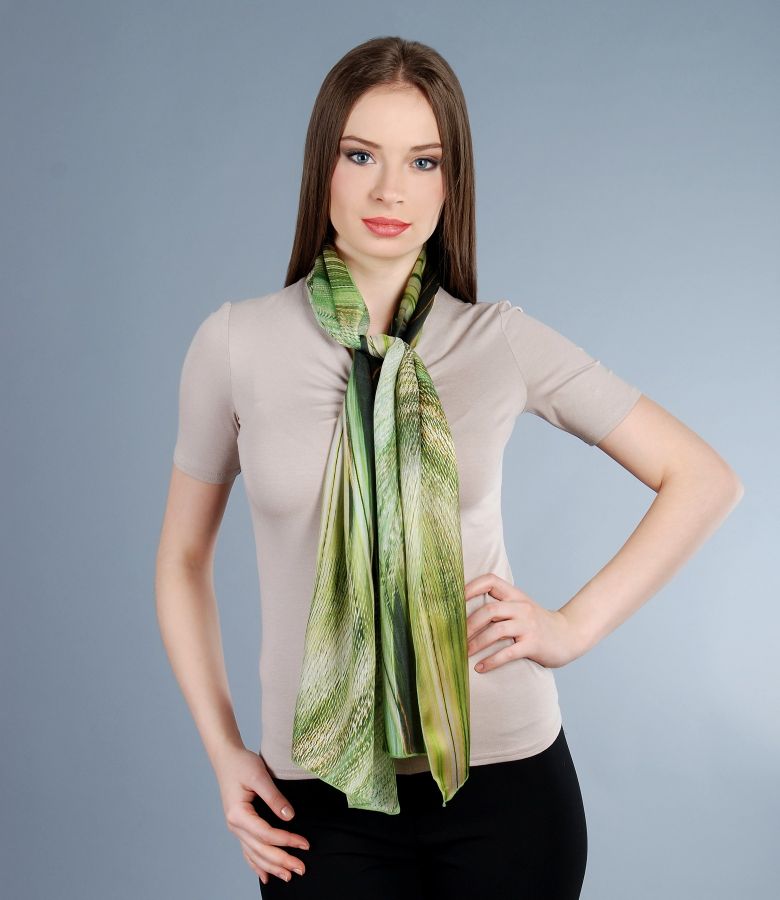 Printed silk satin scarf