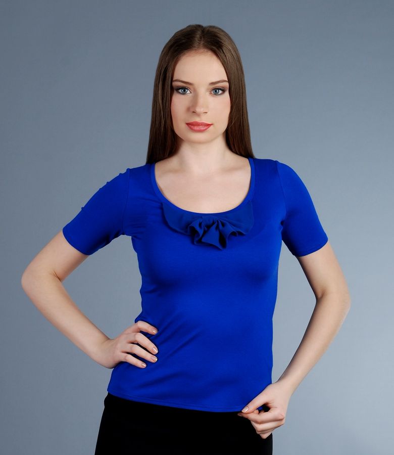 Elastic jersey t-shirt with veil bow