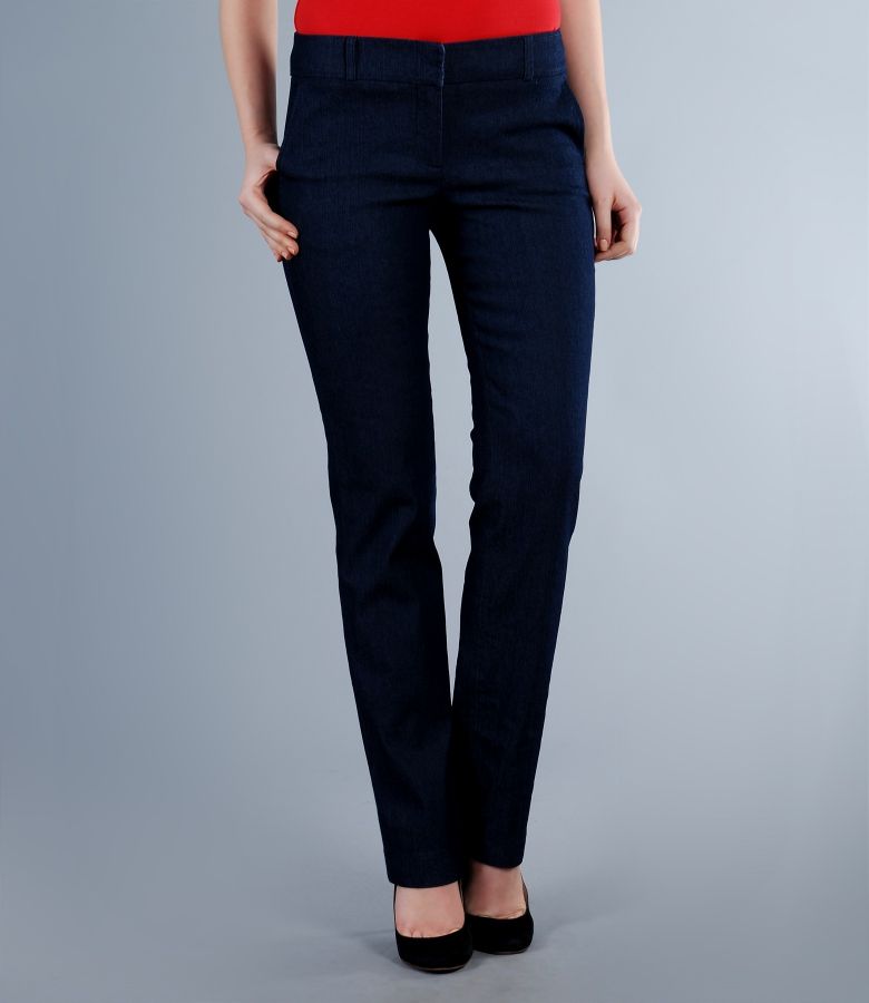 Dark blue stretch denim trousers