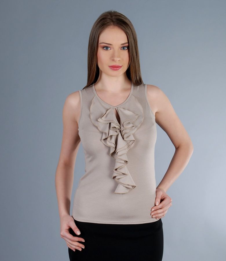 Jersey t-shirt with jabot