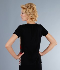 Jersey blouse with veil front