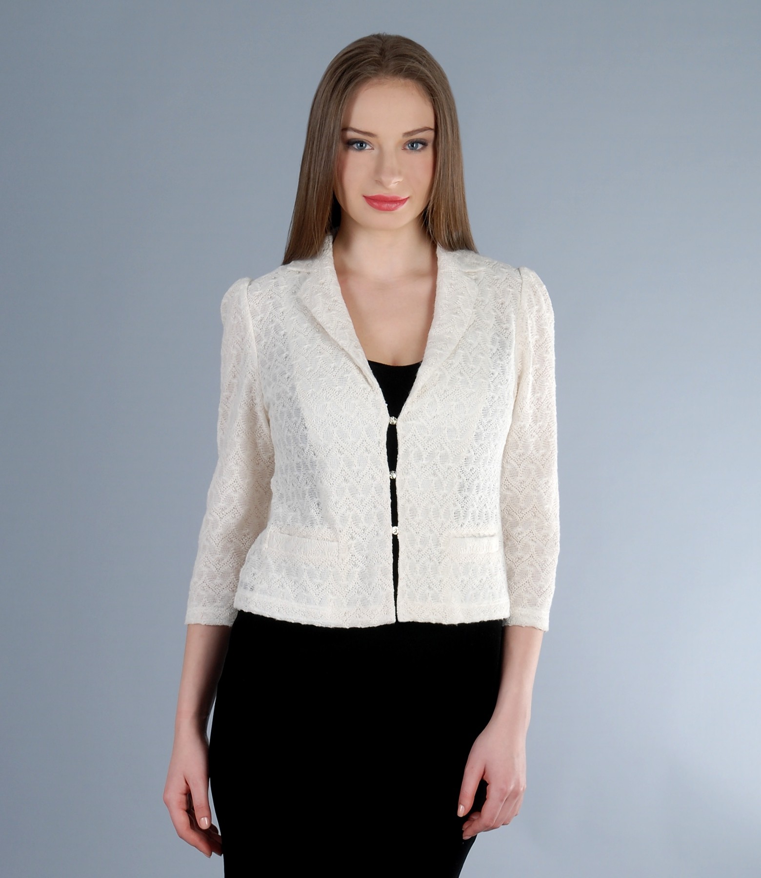 Cotton lace jacket cream - YOKKO