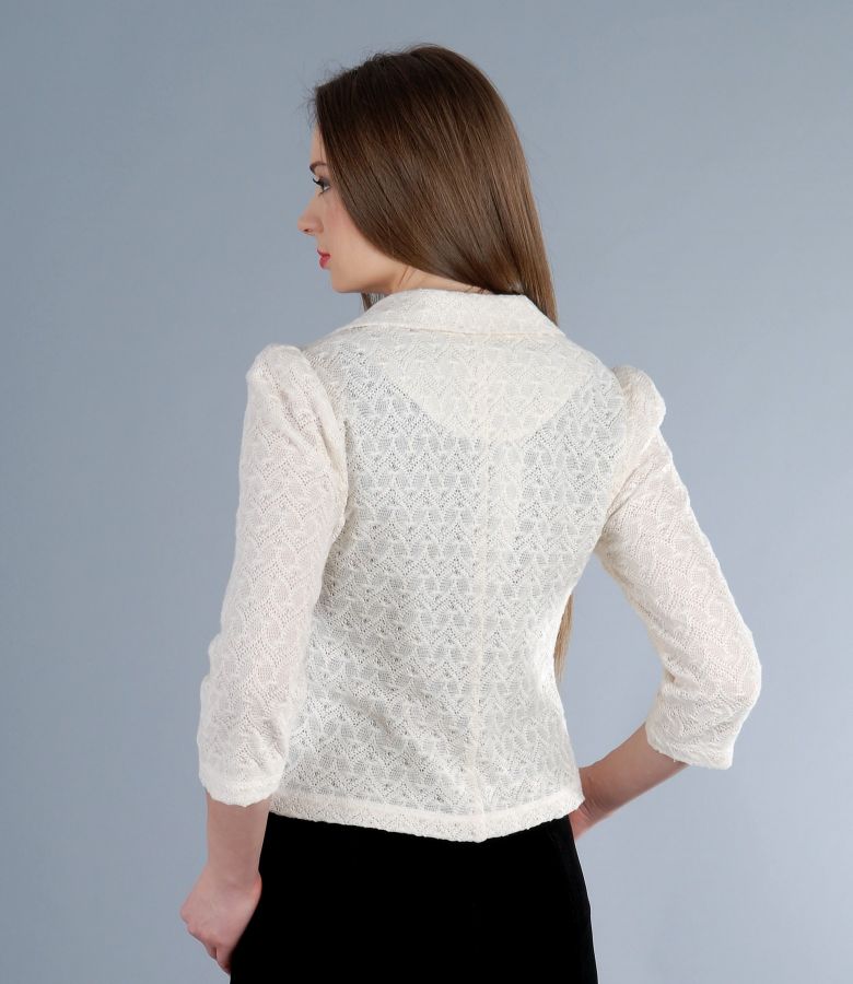 Cotton lace jacket cream YOKKO