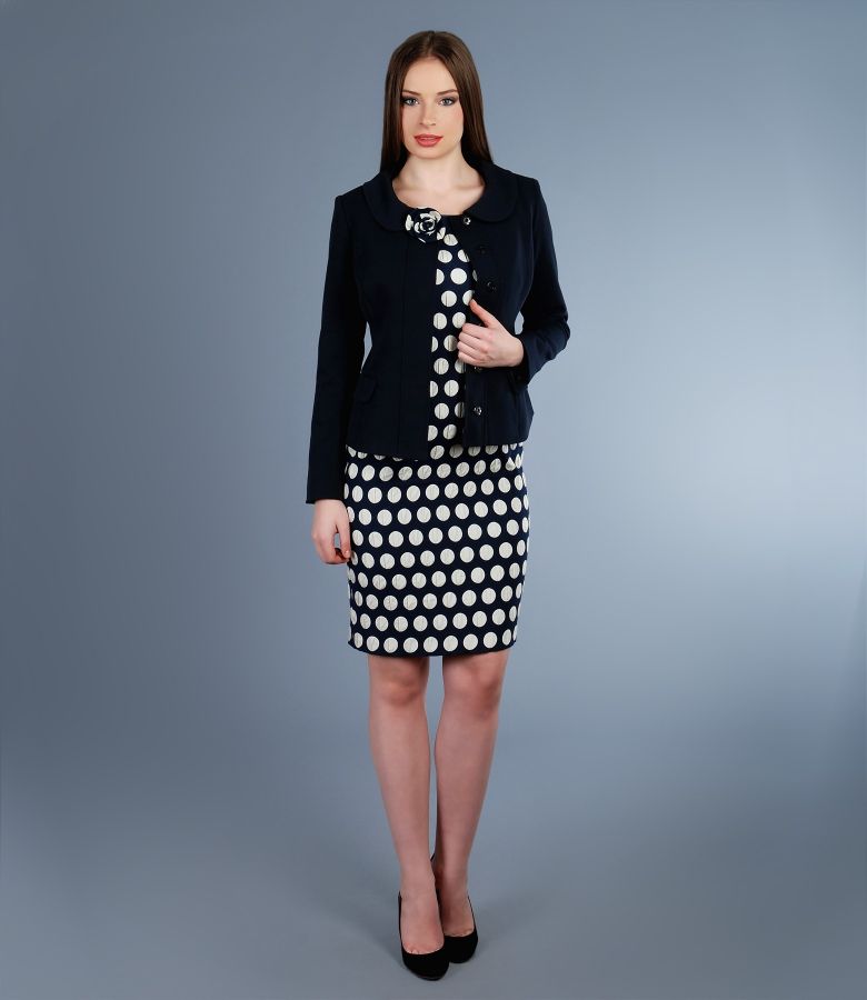 Embossed fabric dress with jacket YOKKO