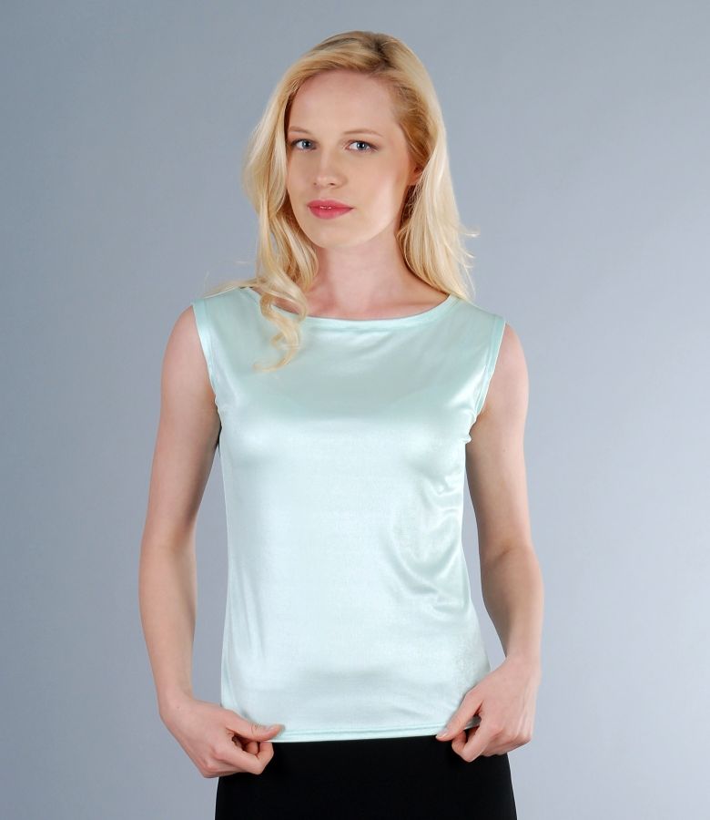 Satined elastic jersey t-shirt