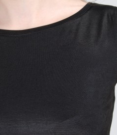 Satined elastic jersey t-shirt